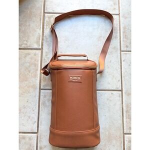 Igloo Luxe Insulated Beverage Tote Vegan Leather Cooler Bag Brown